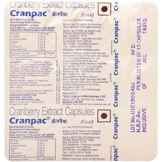 cranpac 300mg capsule 10's